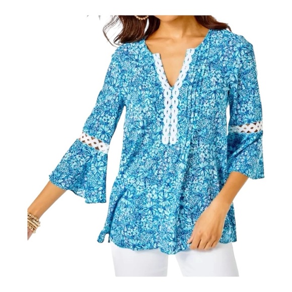 Lilly Pulitzer Tops - Lilly Pulitzer Hollie Tunic Top- Blue and White XS